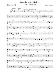 Partition cor 2 (F), Symphony No.2, E minor, Rondeau, Michel par Michel Rondeau