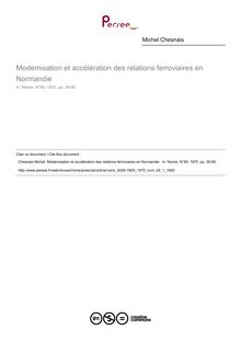 Modernisation et accélération des relations ferroviaires en Normandie  - article ; n°1 ; vol.65, pg 39-56