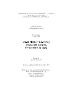 David Herbert Lawrence et Georges Bataille, l érotisme et le sacré, David Herbert Lawrence and Georges Bataille, eroticism and sacredness
