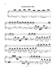 Partition Prelude et Fugue No.21 en B♭ major, BWV 866, Das wohltemperierte Klavier I par Johann Sebastian Bach