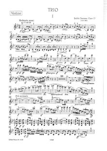 Partition de violon, Piano Trio, Op.15, G minor, Smetana, Bedřich