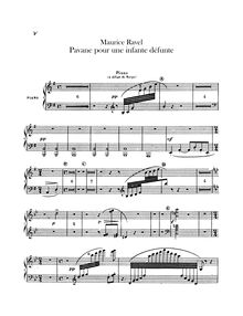 Partition Piano (alternate pour harpe), Pavane pour une infante défunte