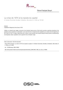 La crise de 1974 et la riposte du capital - article ; n°4 ; vol.38, pg 791-820