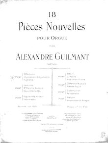 Partition Livraison 1, 18 Pièces Nouvelles, pour orgue, Various