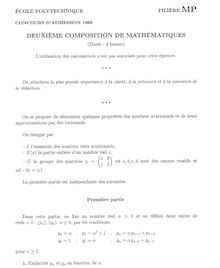 Polytechnique X 1999 deuxieme composition de mathematiques classe prepa mp