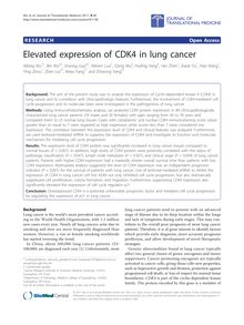 Elevated expression of CDK4 in lung cancer