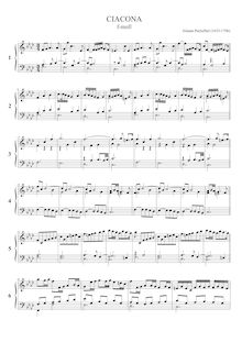 Partition Two-staff version, Ciacona en F minor, F minor, Pachelbel, Johann