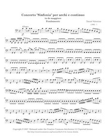Partition violoncelle/ Basso , partie, Concerto  Sinfonia  per archi e continuo