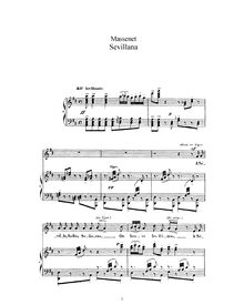 Partition complète (D Major: haut voix et piano), Sevillana