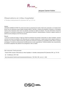 Observations en milieu hospitalier - article ; n°1 ; vol.8, pg 127-143
