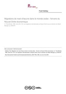 Migrations de main-d œuvre dans le monde arabe : l envers du Nouvel Ordre économique - article ; n°103 ; vol.26, pg 665-679