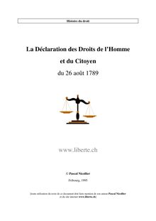 La Déclaration des Droits de l Homme et du Citoyen du 26 août 1789 ...