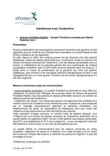 Lecteurs FreeStyle Papillon : Société TheraSens  rachetée par Abbott Diabetes Care janvier 07 : format pdf 01/04/2007