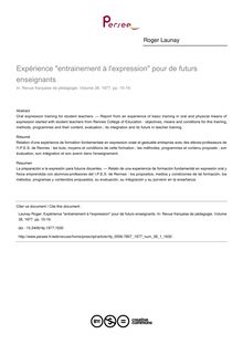 Expérience entrainement à l expression pour de futurs enseignants - article ; n°1 ; vol.38, pg 10-19