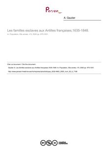 Les familles esclaves aux Antilles françaises,1635-1848. - article ; n°6 ; vol.55, pg 975-1001