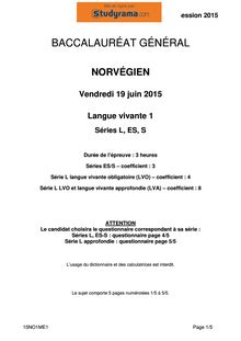 Sujet BAC ES / S / L 2015 Norvegien LV1