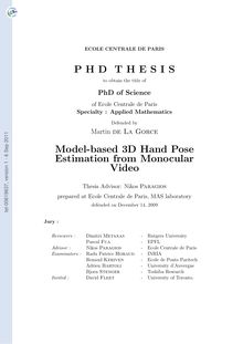 Suivi automatique de la main à partir de séquences vidéo monoculaires, Model-based 3D hand pose estimation from monocular video