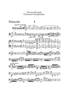 Partition violoncelles, Concerto Gregoriano, Respighi, Ottorino