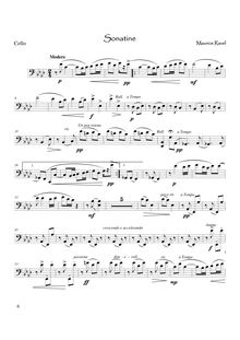 Partition violoncelle, Sonatine, Sonatina, F♯ minor, Ravel, Maurice