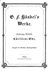 Partition complète, Ode pour St. Cecilia s Day, Handel, George Frideric par George Frideric Handel