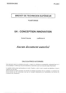 Conception et innovation 2002 BTS Plasturgie