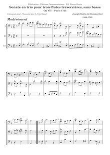 Partition , Modérément, 6 Trio sonates, Sonates en trio pour trois flûtes traversières sans basse