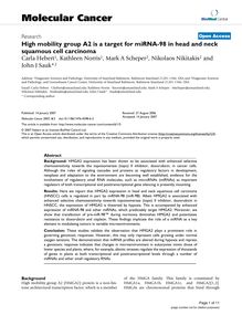 High mobility group A2 is a target for miRNA-98 in head and neck squamous cell carcinoma