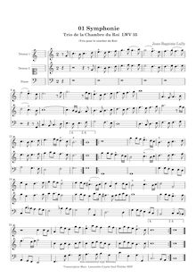 Partition , Symphonie, Trios de la Chambre du Roi, Lully, Jean-Baptiste