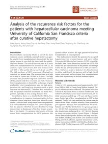 Analysis of the recurrence risk factors for the patients with hepatocellular carcinoma meeting University of California San Francisco criteria after curative hepatectomy