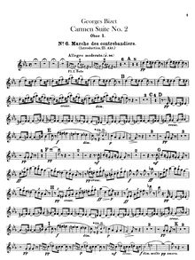 Partition hautbois 1, 2 (2 doubling anglais cor), Carmen  No.2, Bizet, Georges