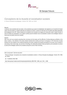 Conceptions de la réussite et socialisation scolaire - article ; n°1 ; vol.105, pg 45-58