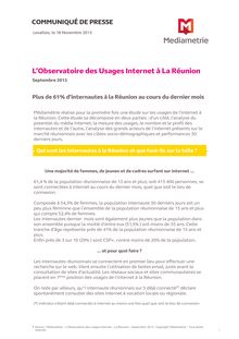 Observatoire des Usages Internet : plus de 61% d internautes à la Réunion