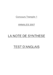 LA NOTE DE SYNTHESE TEST D ANGLAIS