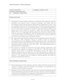 Activity Code 19415, Compliance Audit CAS 415, Version 6.2, dated May  2010