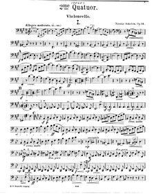Partition violoncelle, corde quatuor No.2, A major, Sokolov, Nikolay