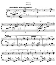 Partition complète, Ballade, Ballade Slave, Debussy, Claude