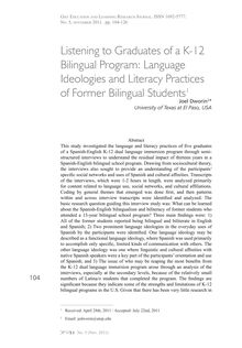 Listening to Graduates of a K-12 Bilingual Program: Language Ideologies and Literacy Practices of Former Bilingual Students