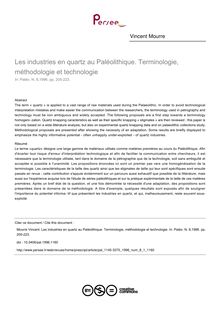 Les industries en quartz au Paléolithique. Terminologie, méthodologie et technologie - article ; n°1 ; vol.8, pg 205-223