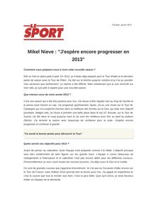 Mikel Nieve : "J espère encore progresser en 2013"