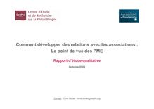 Comment développer des relations avec les associations : Le point de vue des PME - 2009 