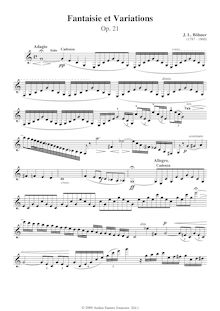 Partition Solo , partie (universal), Fantaisie et Variations pour clarinette et orchestre, Op.21