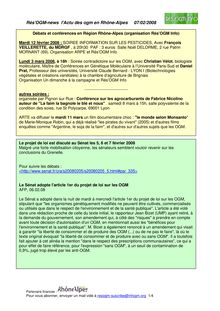 Rés OGM-news l Actu des ogm en Rhône-Alpes 07/02/2008