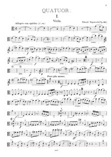 Partition viole de gambe, Piano quatuor, A minor, Nápravník, Eduard