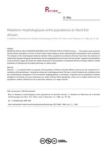 Relations morphologiques entre populations du Nord-Est africain. - article ; n°1 ; vol.5, pg 97-106