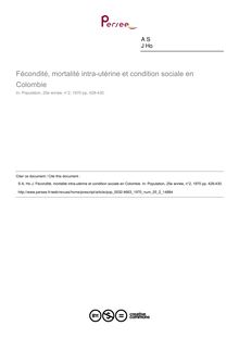 Fécondité, mortalité intra-utérine et condition sociale en Colombie - article ; n°2 ; vol.25, pg 428-430
