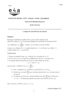 Mathématiques B 2003 Classe Prepa PSI Concours E3A