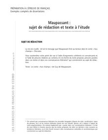 Exemples complets de dissertations, Maupassant : sujet de rédaction et texte à l’étude