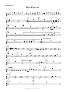 Partition clarinette 1, 2 (B♭), Concerto per hautbois, E♭, Bellini, Vincenzo