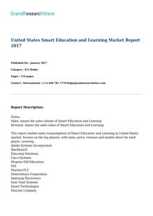 United States Smart Education and Learning Market Report 2017 