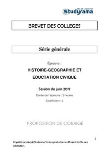Corrigé Brevet Histoire-géographie éducation civique 2017